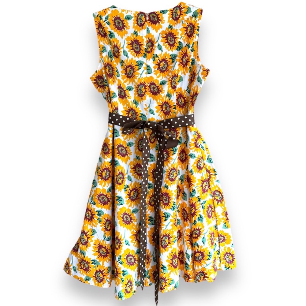 VINTAGE Style Sunflower Print Swing Dress w/Matching Purse - Picture 4 of 8